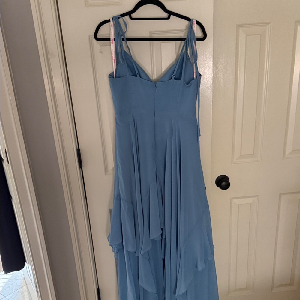 Azazie 1004 - Barbie - Twilight A-Line Bow Chiffon Dress - Steel blue - Picture 3 of 9